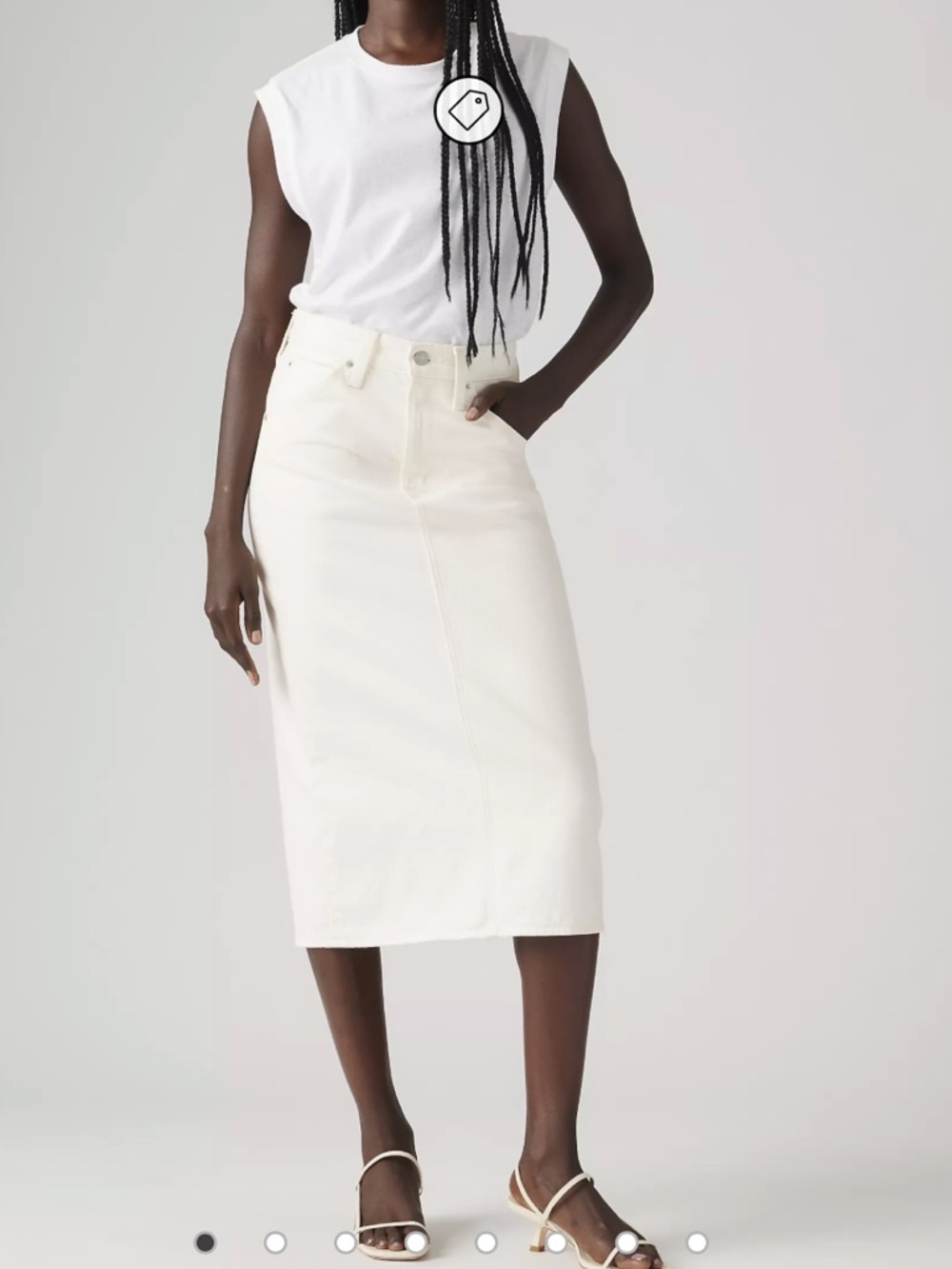 Levi’s High Rise Back Slit Denim Skirt White “Snowing in LA” Size 33 NWT 467